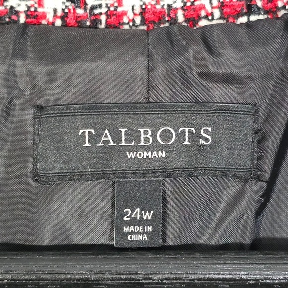 Talbots Jacket Womens 24W Red‎ Black Full Zip Long Sleeve Lined Career Preppy - Picture 5 of 13